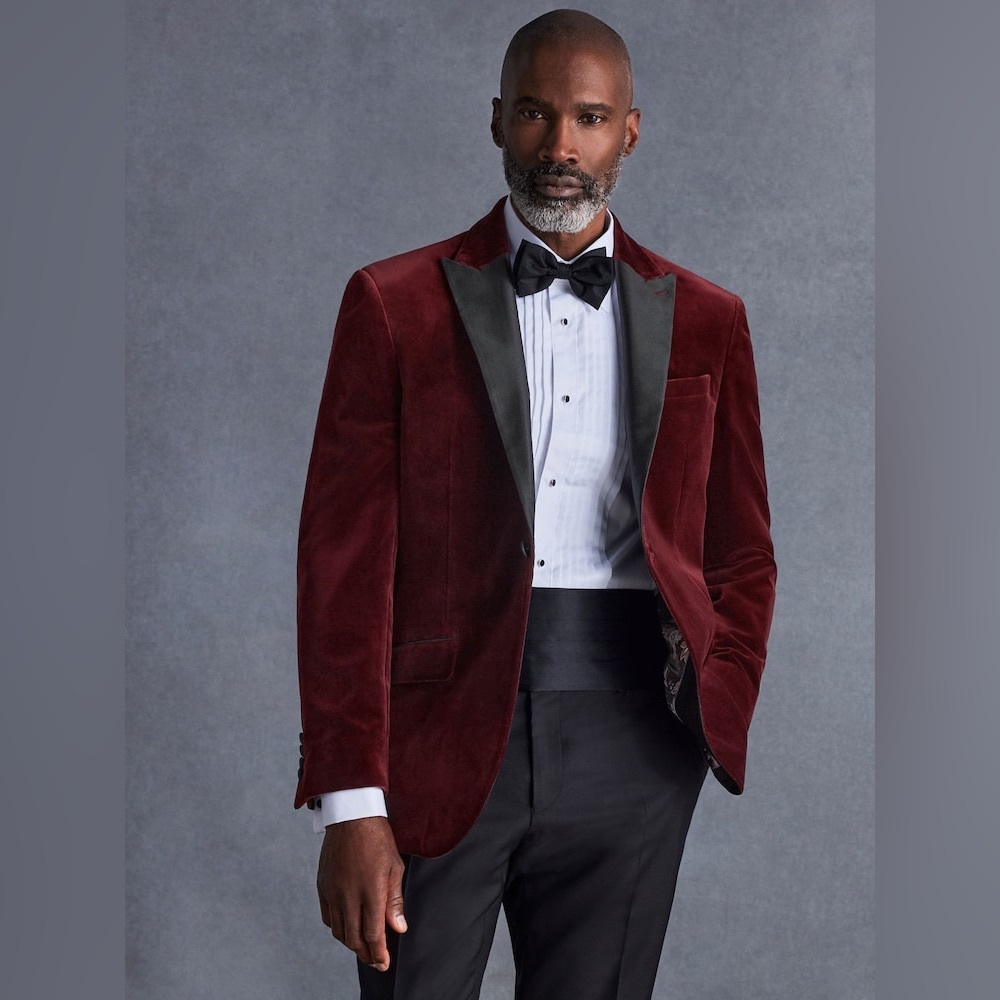 NWT Emporio Armani G-Line Velveteen Dinner Jacket Dark Orchid Size US 54